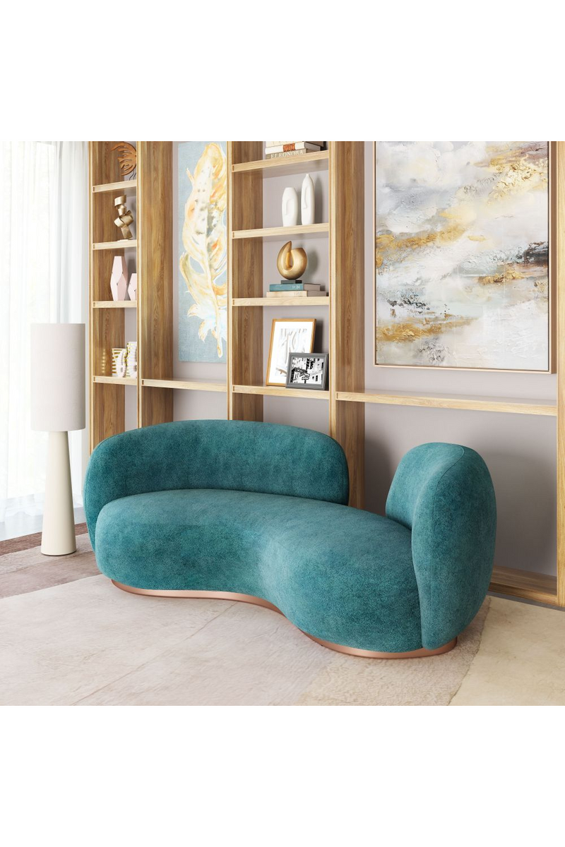 Teal Colored Curved Sofa | OROA Modern Jamela | Oroatrade.com