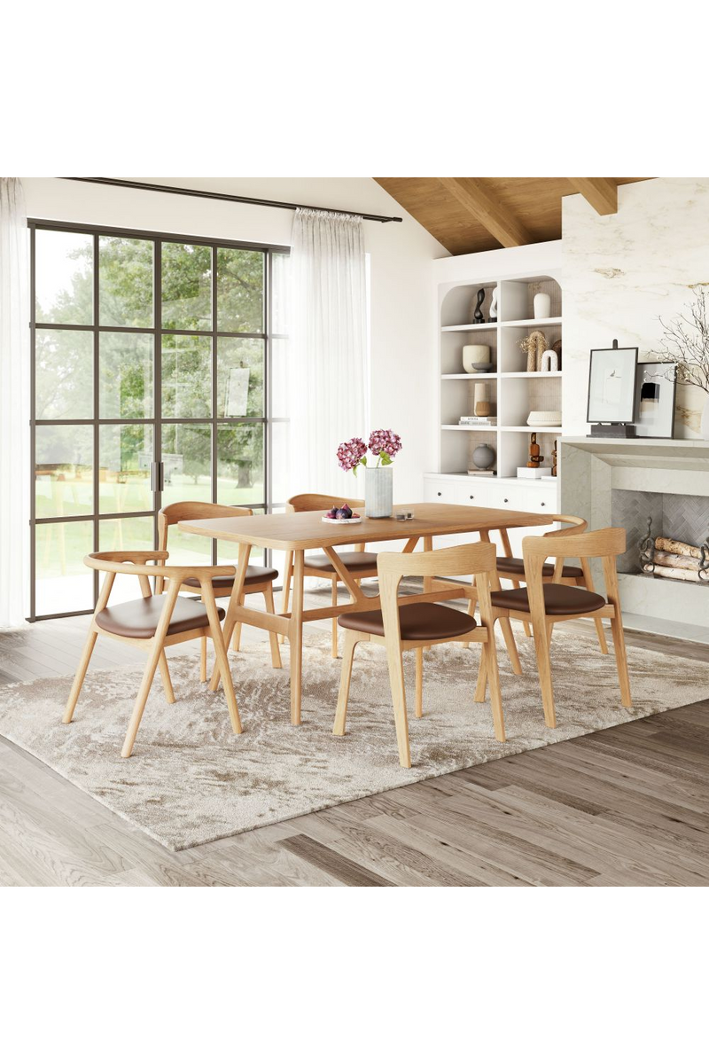 Brown Leather Seat Dining Chairs (2) | OROA Modern Pioro } Oroatrade.com