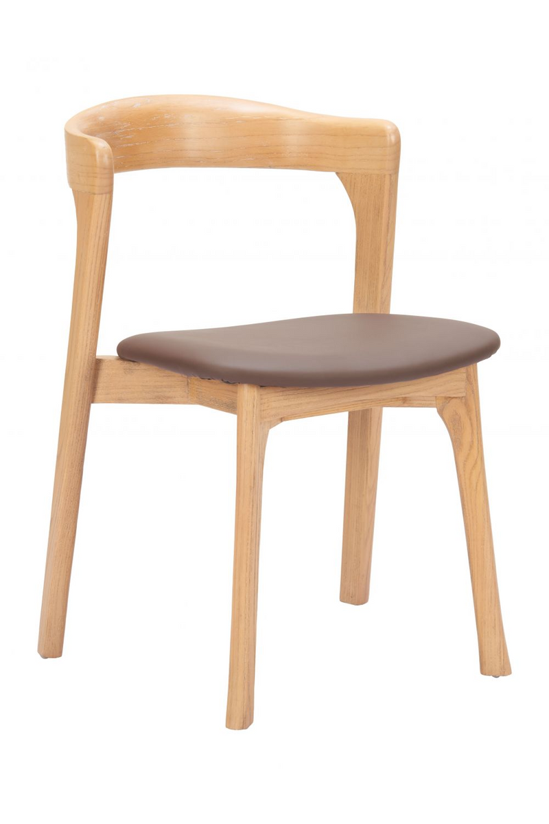 Brown Leather Seat Dining Chairs (2) | OROA Modern Pioro } Oroatrade.com
