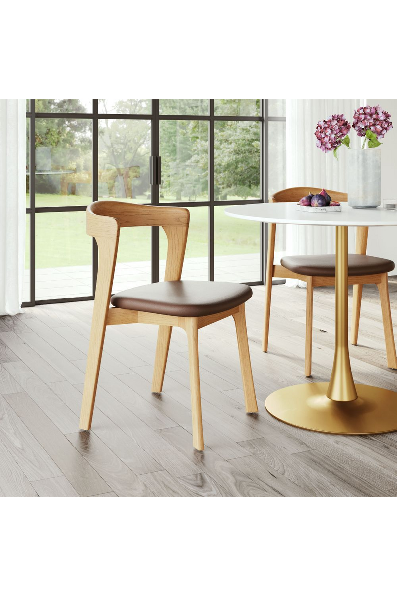 Brown Leather Seat Dining Chairs (2) | OROA Modern Pioro } Oroatrade.com