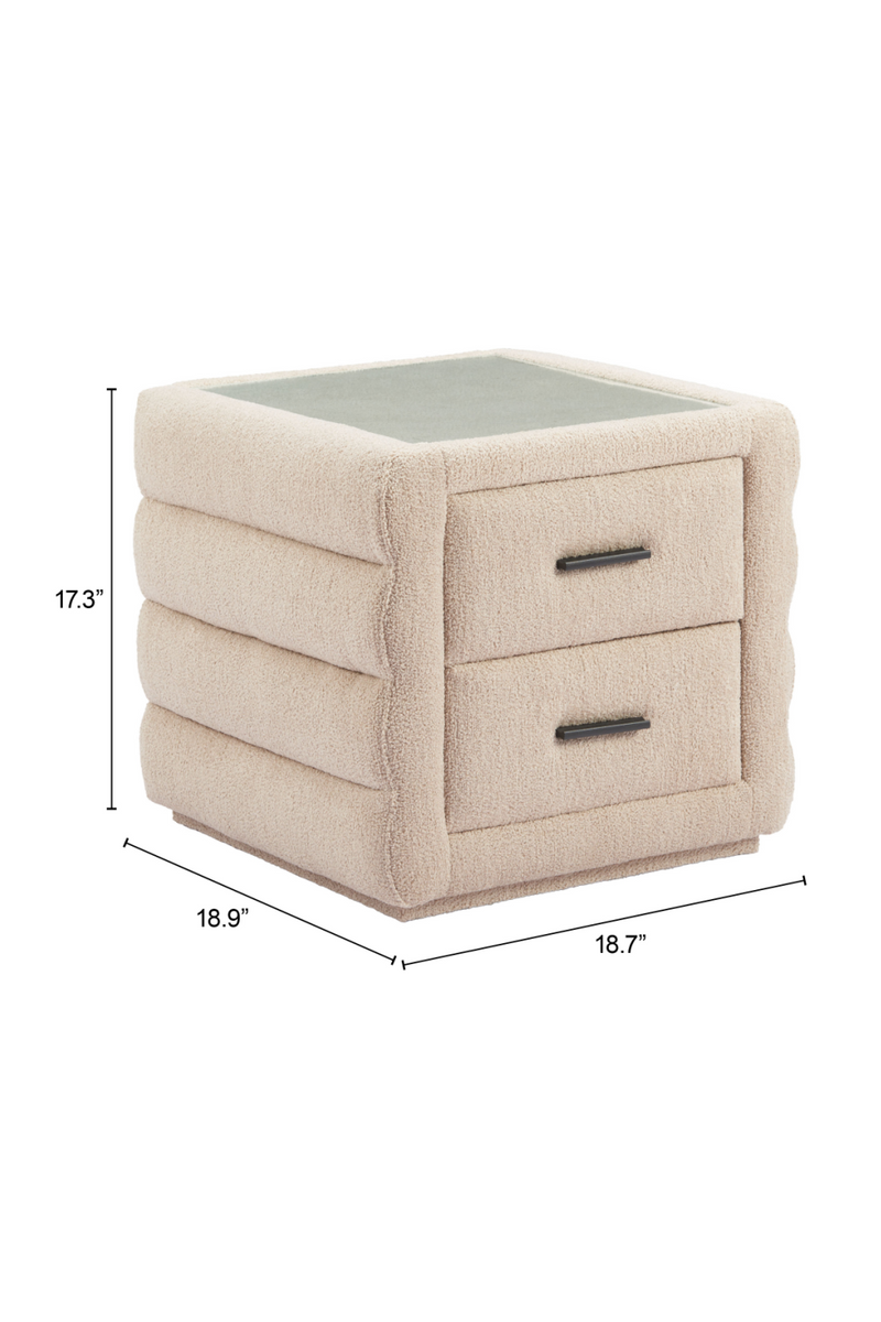 Beige Shearling 2-Drawer Nightstand | OROA Modern Soffice | Oroatrade.com