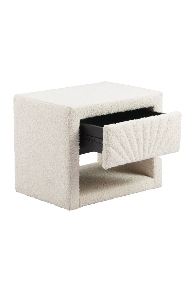 White Fabric 1-Drawer Nightstand | OROA Modern Barris | Oroatrade.com