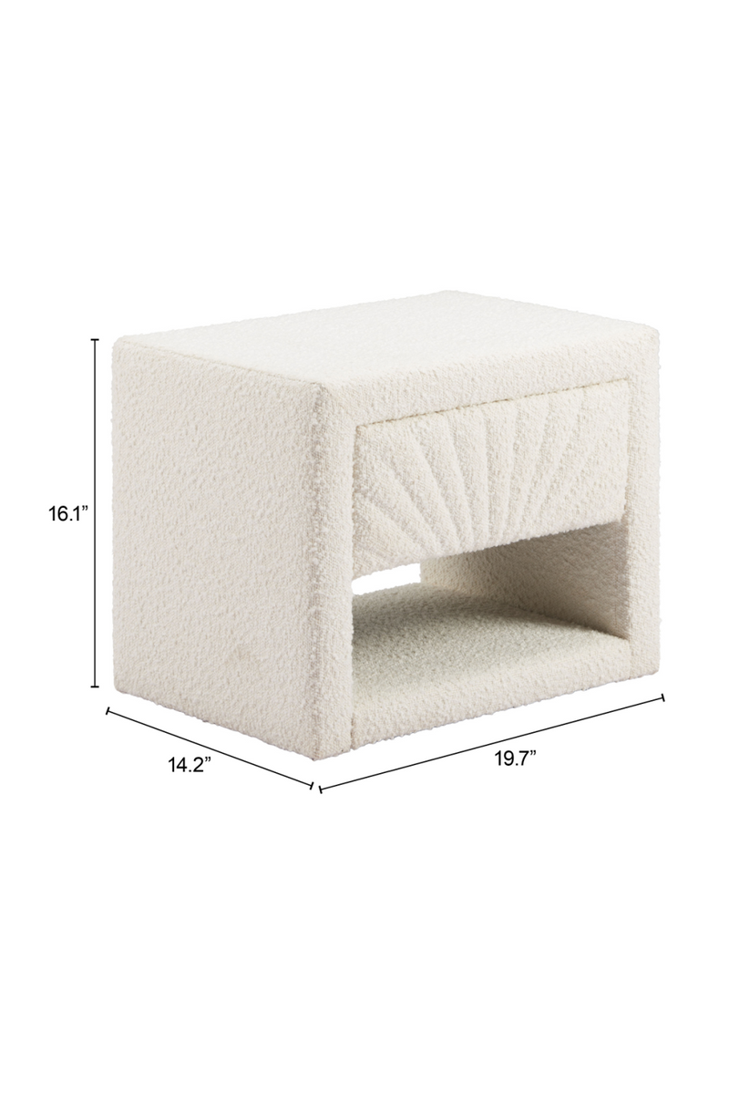 White Fabric 1-Drawer Nightstand | OROA Modern Barris | Oroatrade.com