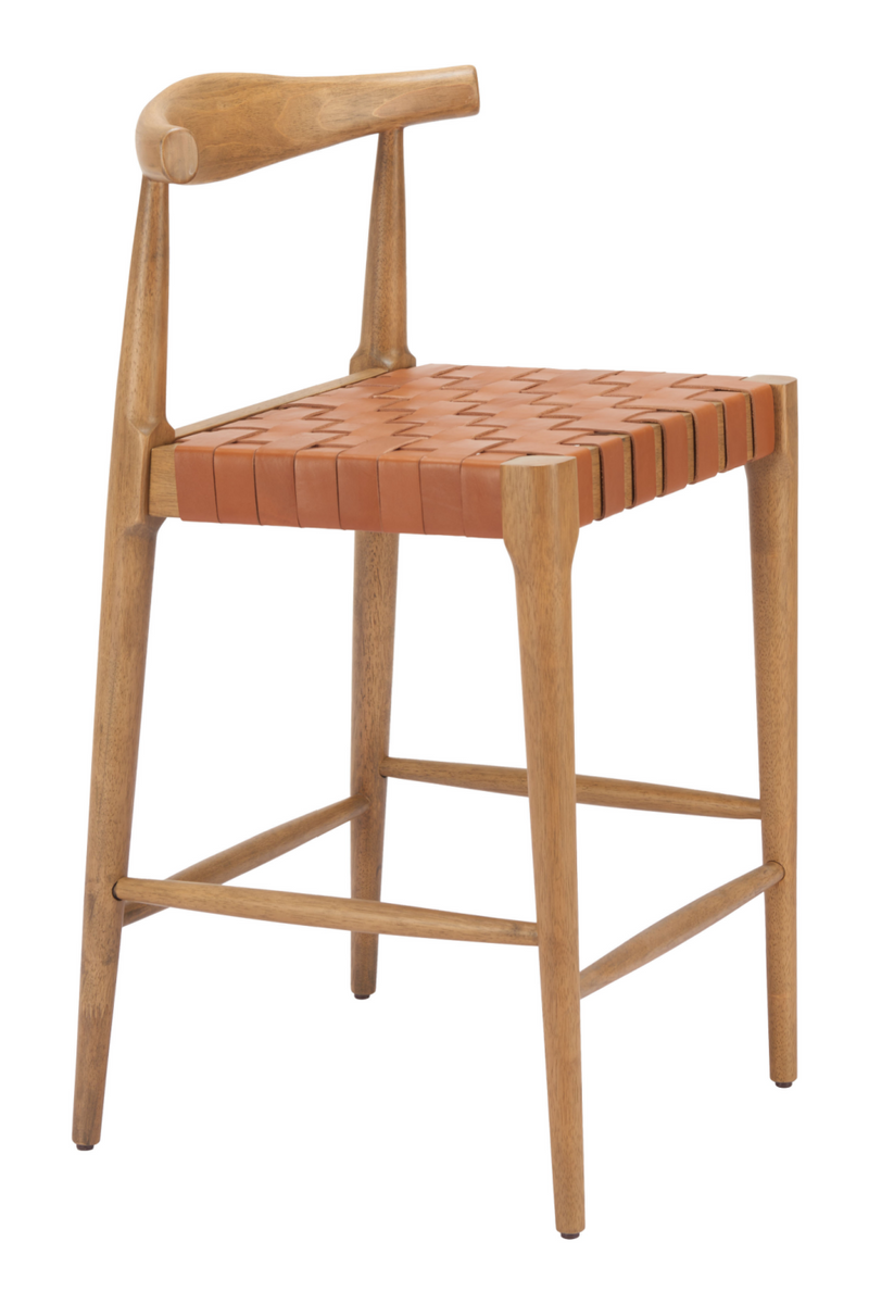 Tan Woven Leather Counter Stool | OROA Modern Bandani | Oroatrade.com
