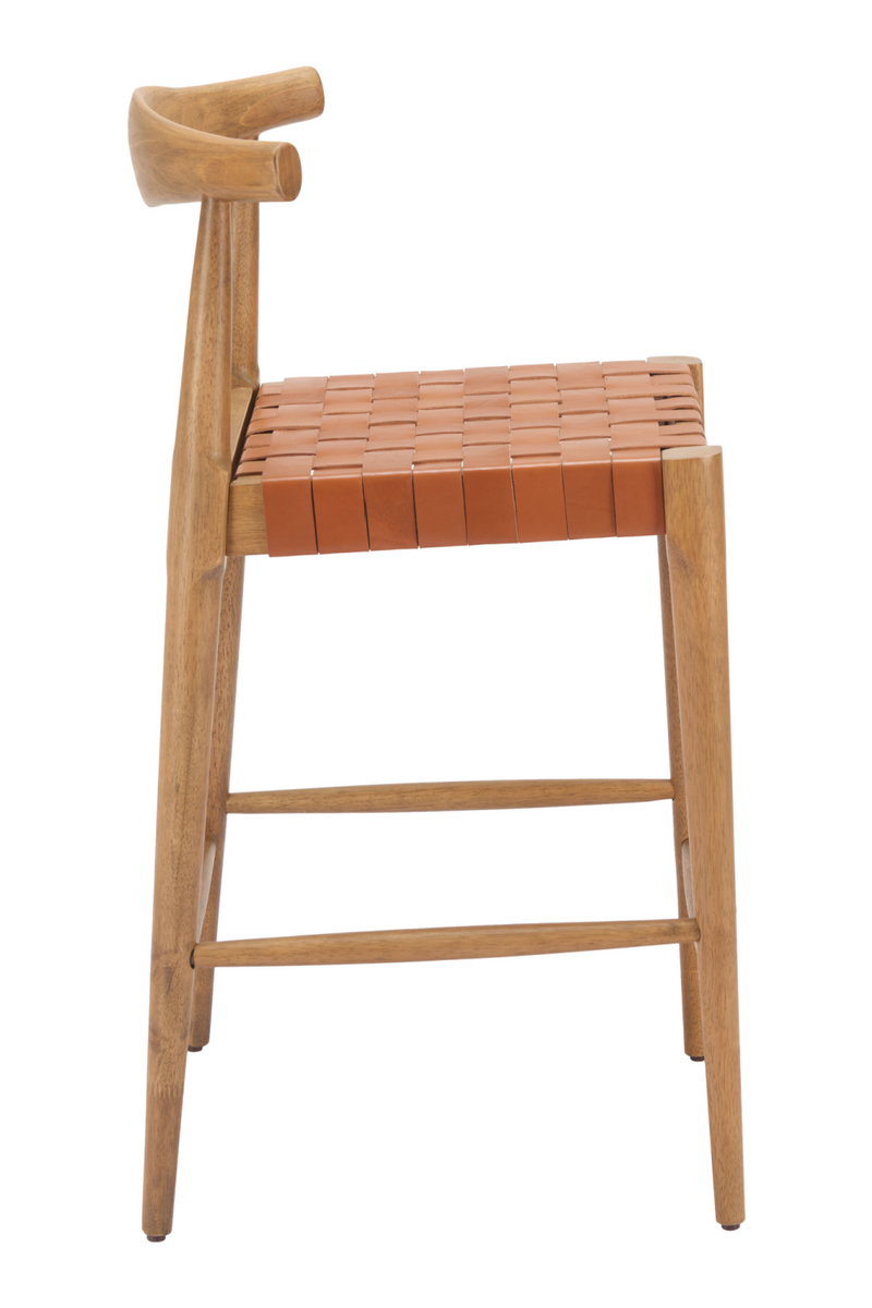 Tan Woven Leather Counter Stool | OROA Modern Bandani | Oroatrade.com