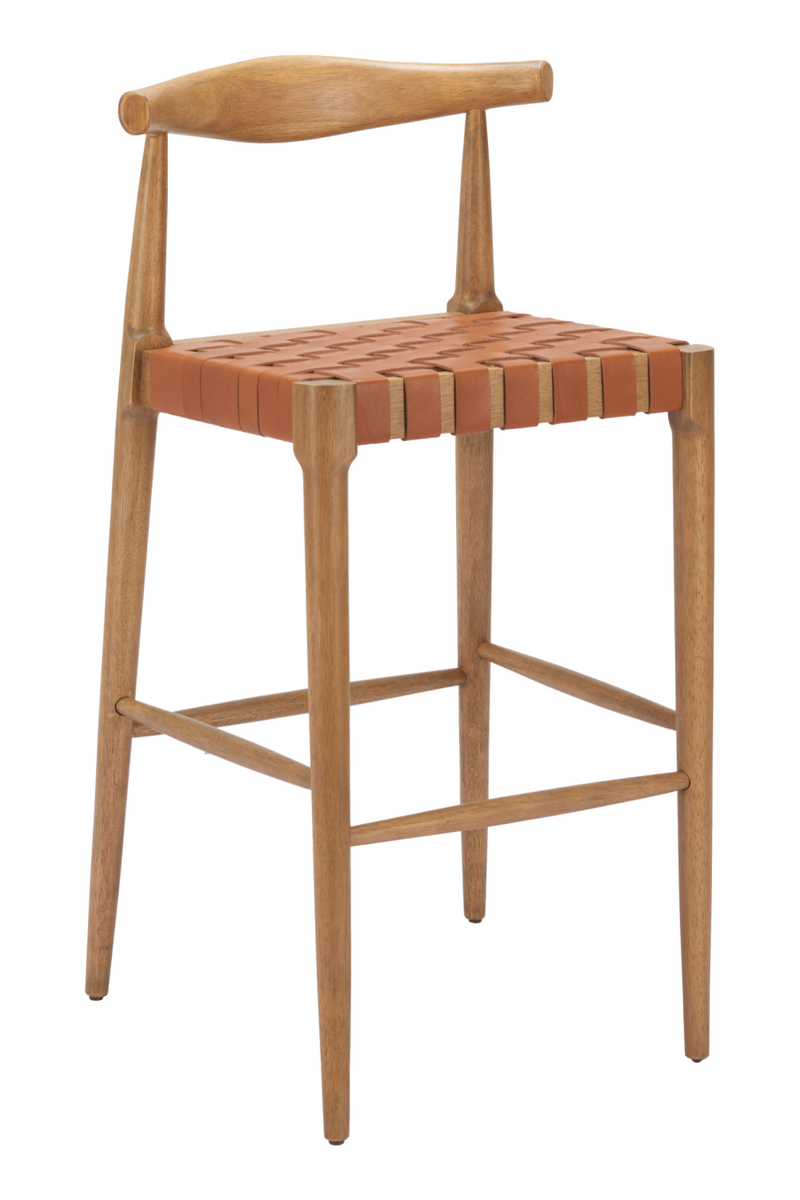 Tan Woven Leather Bar Stool | OROA Modern Bandani | Oroatrade.com