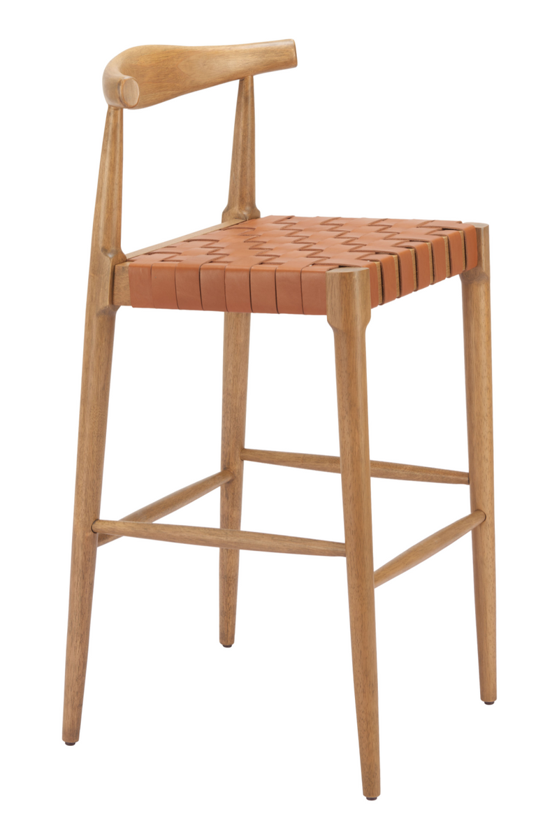 Tan Woven Leather Bar Stool | OROA Modern Bandani | Oroatrade.com