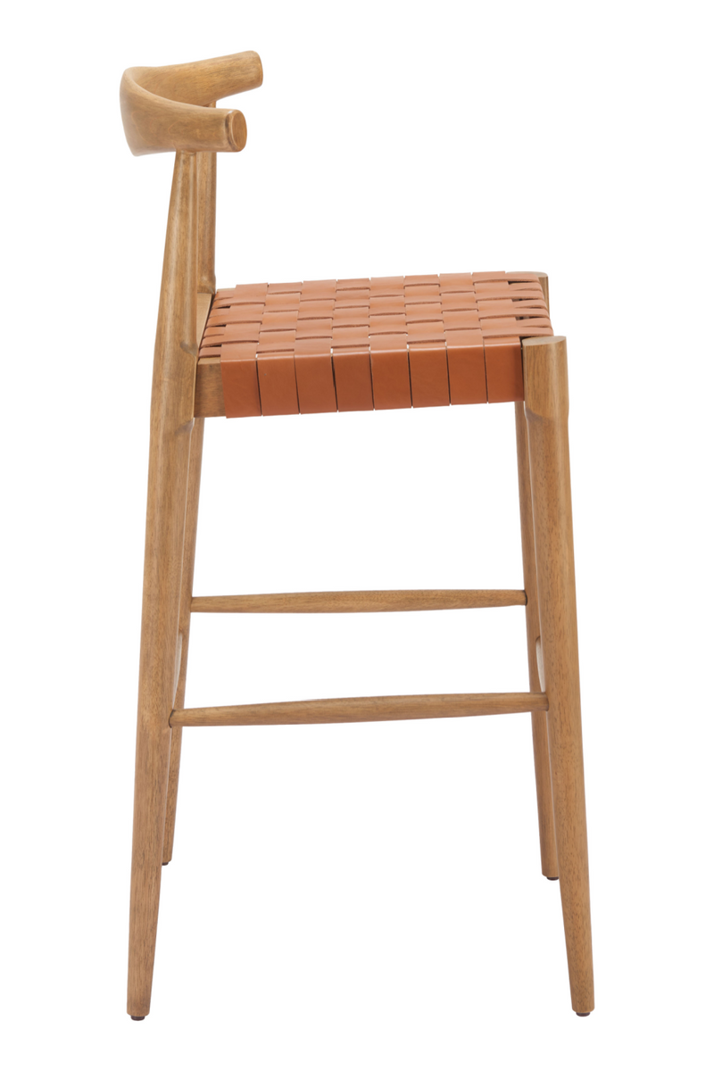 Tan Woven Leather Bar Stool | OROA Modern Bandani | Oroatrade.com