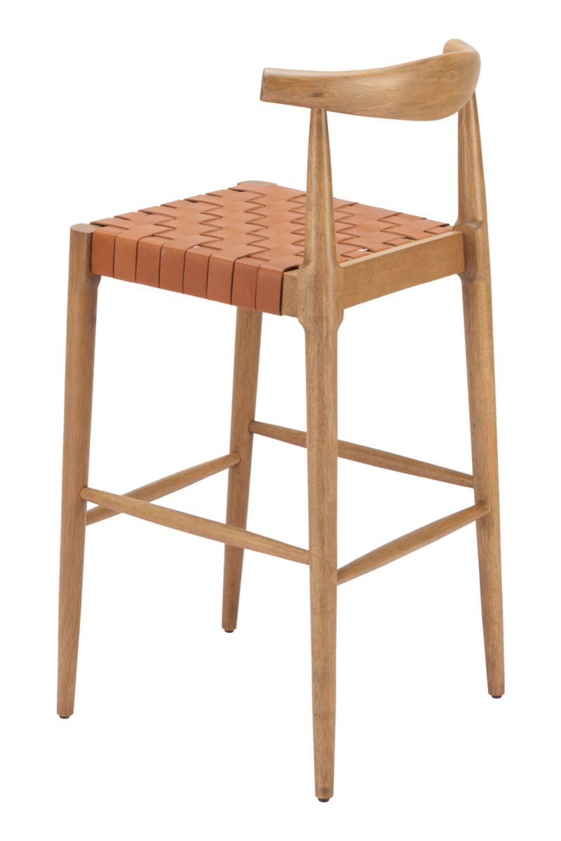 Tan Woven Leather Bar Stool | OROA Modern Bandani | Oroatrade.com