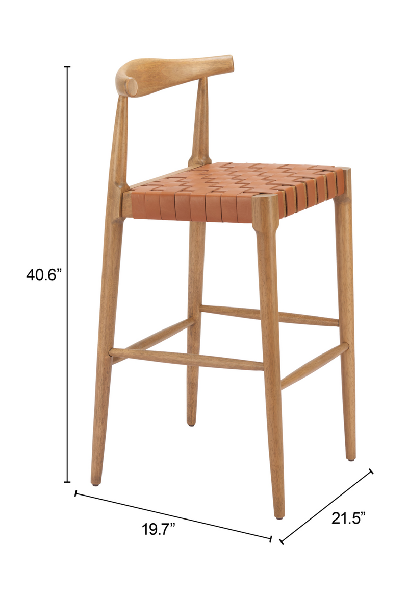 Tan Woven Leather Bar Stool | OROA Modern Bandani | Oroatrade.com