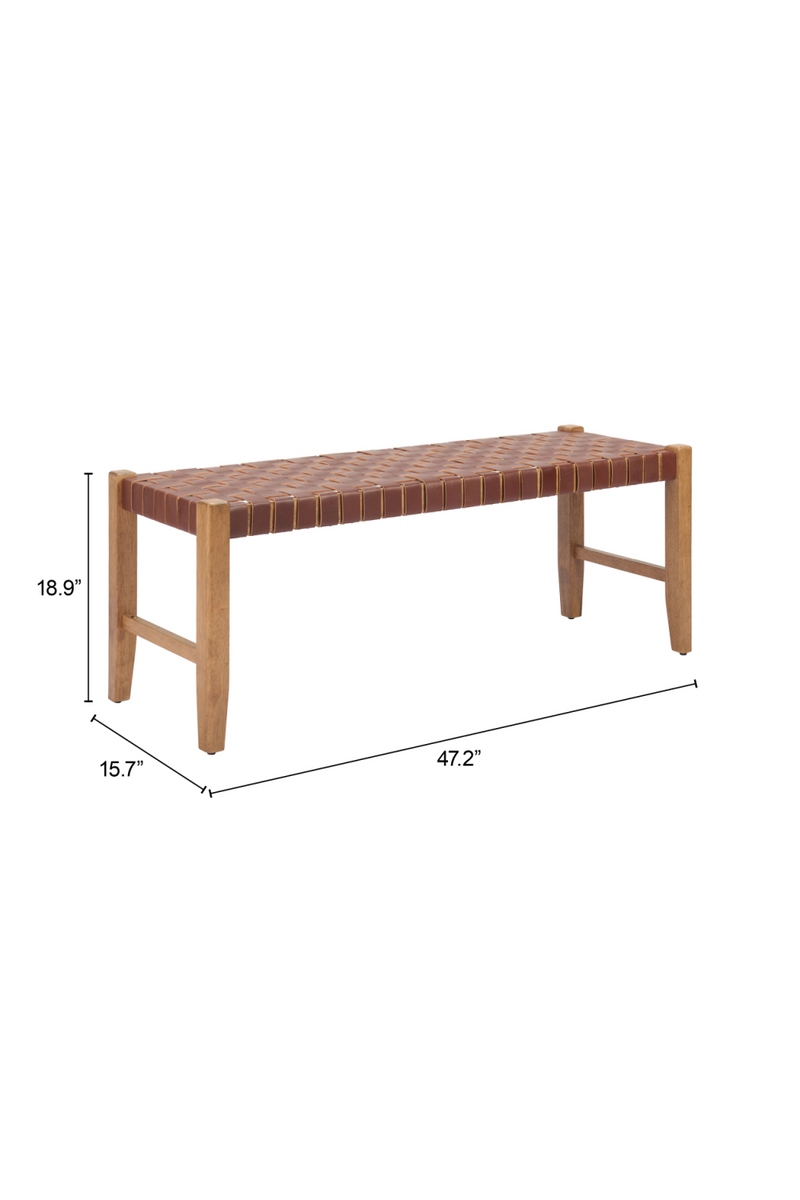 Brown Woven Leather Bench | OROA Modern Bandani | Oroatrade.com