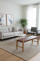 Brown Woven Leather Bench | OROA Modern Bandani