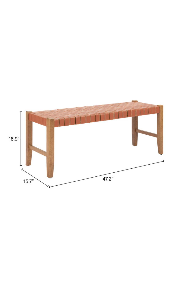 Tan Woven Leather Bench | OROA Modern Bandani | Oroatrade.com