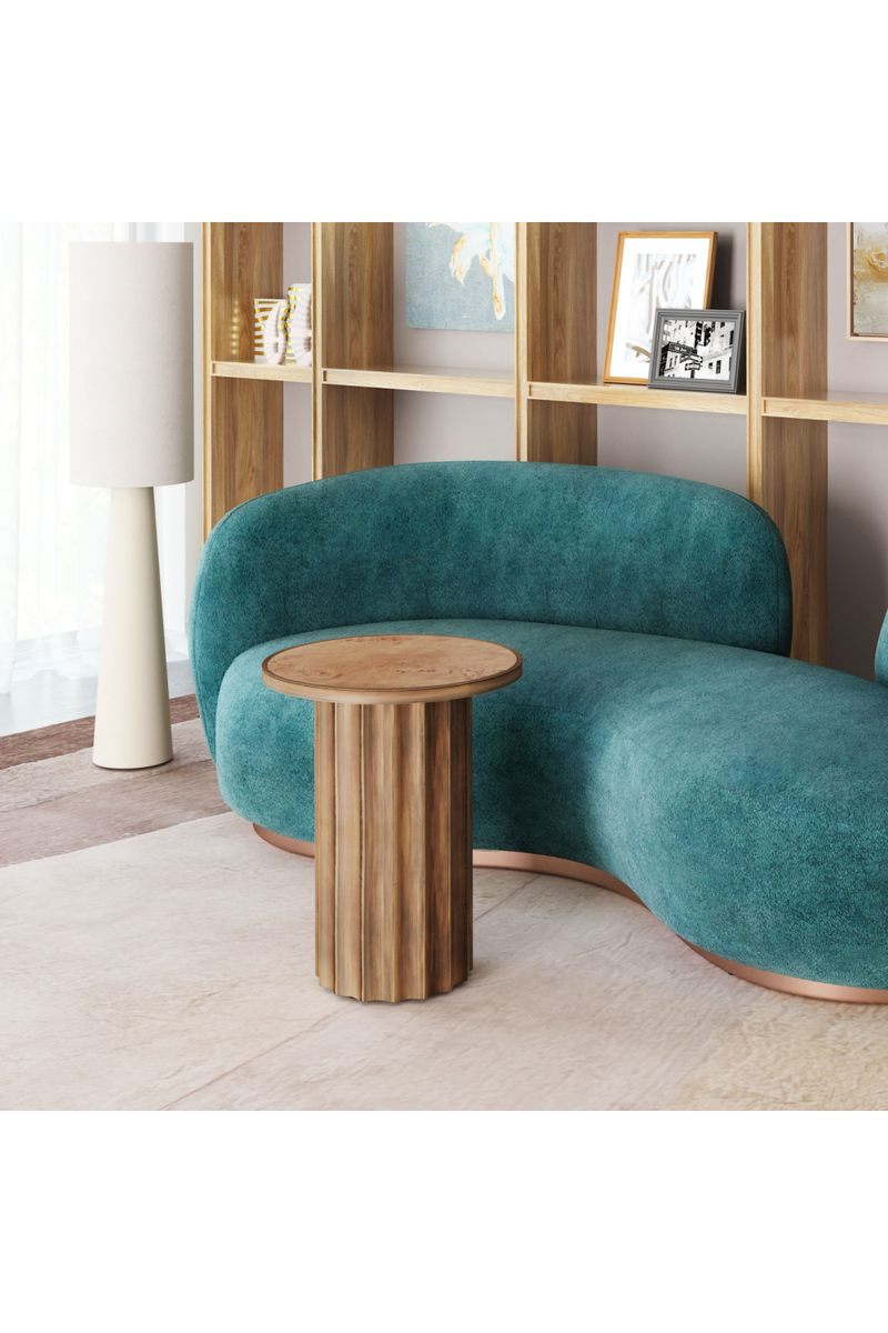 Burl Veneer Round Side Table | OROA Modern Afinato | Oroatrade.com