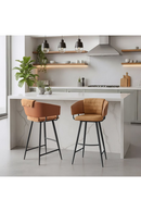 Brown Leather Bar Stools (2) | OROA Modern Juno | Oroatrade.com
