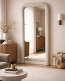 Ruched Upholstered Floor Mirror | Novi Living Ellison