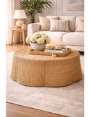 Handwoven Rattan Scalloped Coffee Table | Bali Loom Palm | Oroatrade.com