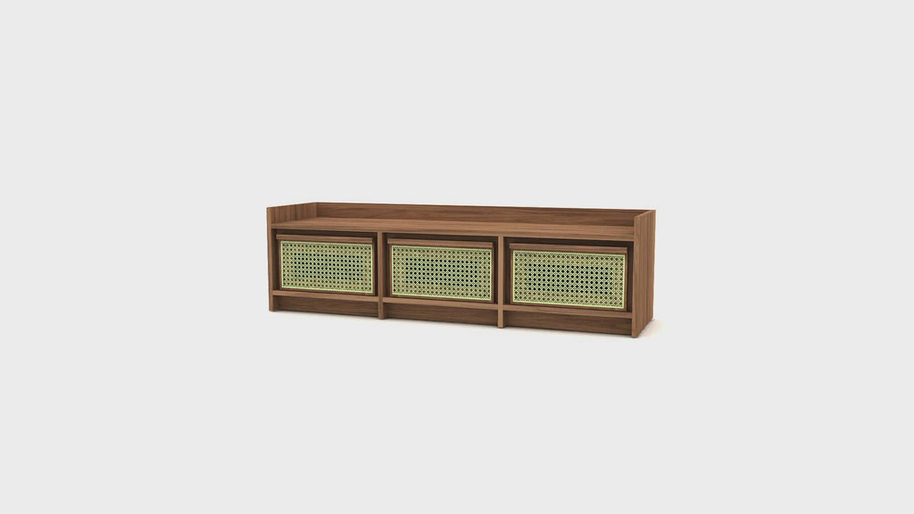 Solid Teak and Canework TV Unit | Tikamoon Roots | OROA TRADE