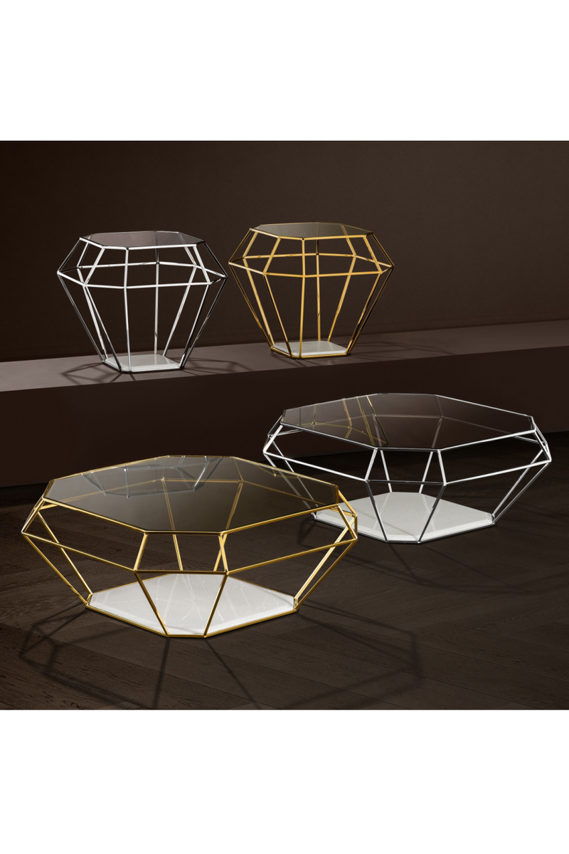 Polished Diamond Gold Coffee Table | Eichholtz Asscher  | OROA TRADE