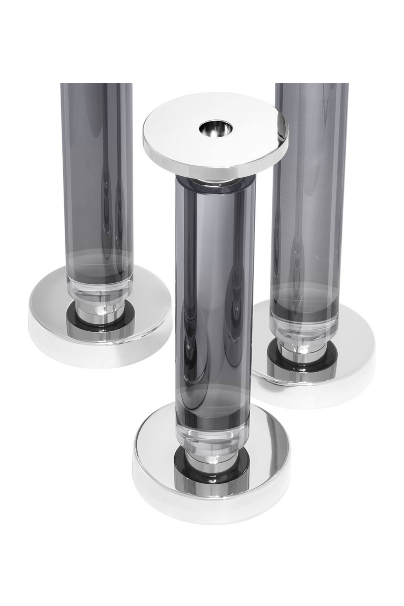 Smoke Crystal Glass Candle Holder Set of 3 | Eichholtz Chapman | OROA TRADE