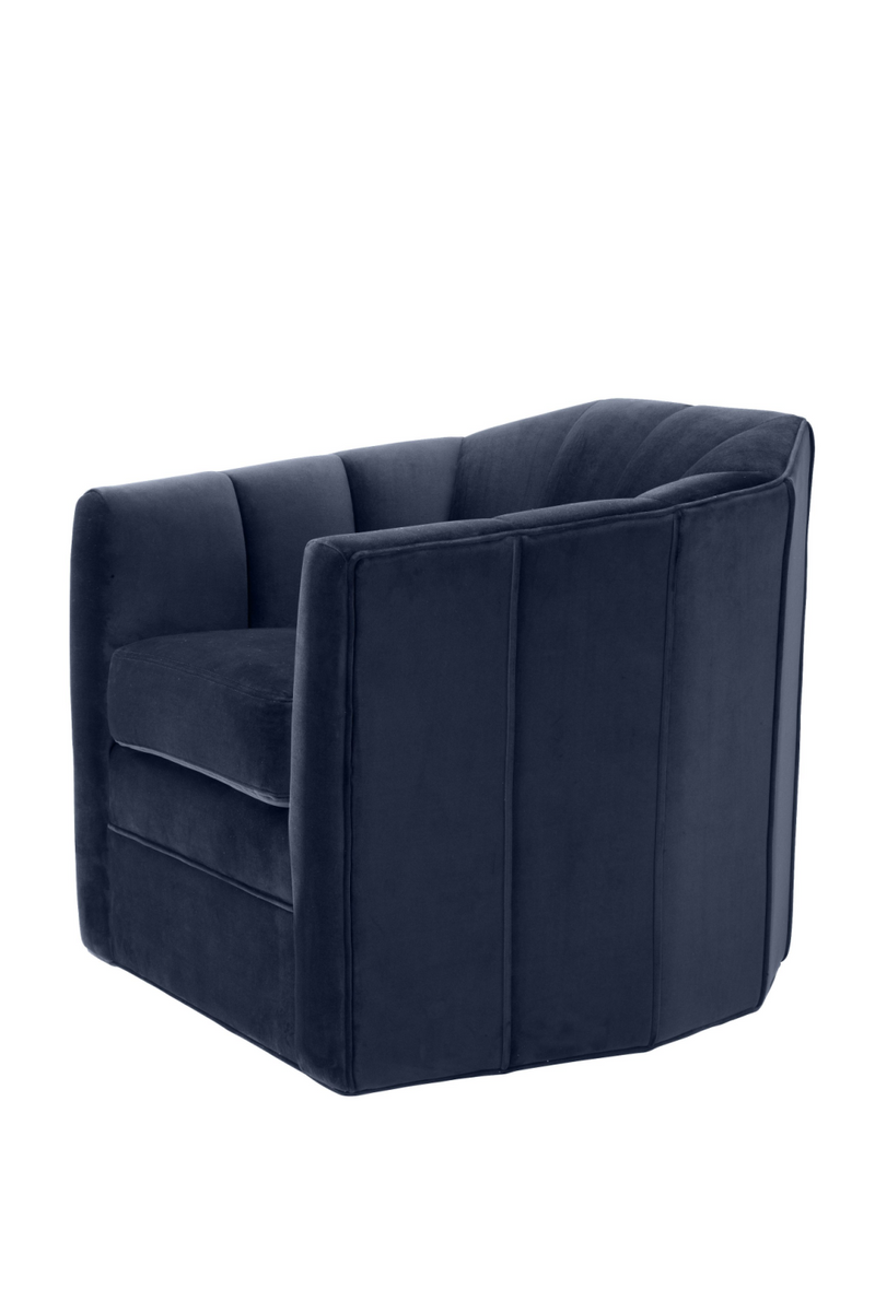 Blue Velvet Panelled Swivel Chair | Eichholtz Delancey | Oroatrade.com