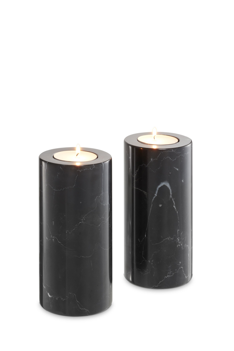 Black Marble Candle Holders 2 | Eichholtz Tobor L | OROA TRADE