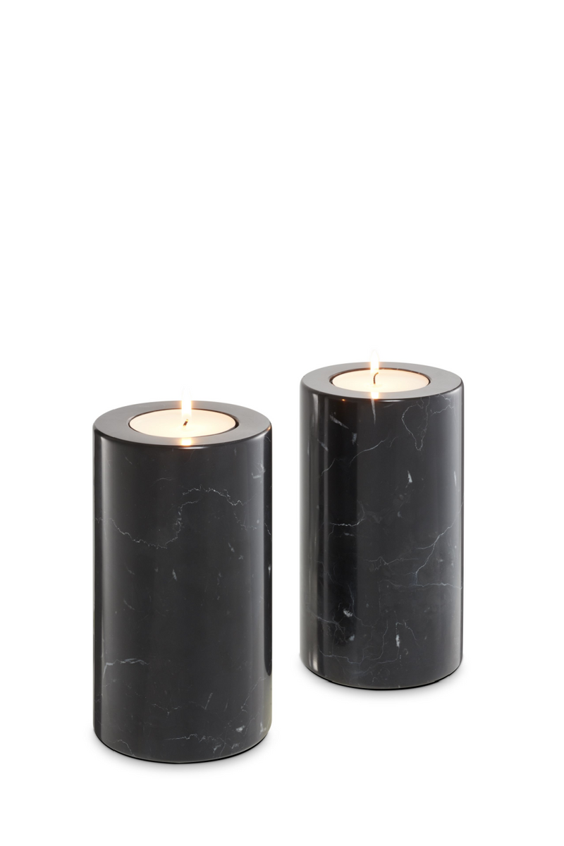 Black Marble Candle Holders 2 | Eichholtz Tobor M | OROA TRADE