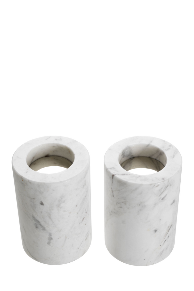White Marble Candle Holders 2 | Eichholtz Tobor S | Oroatrade.com