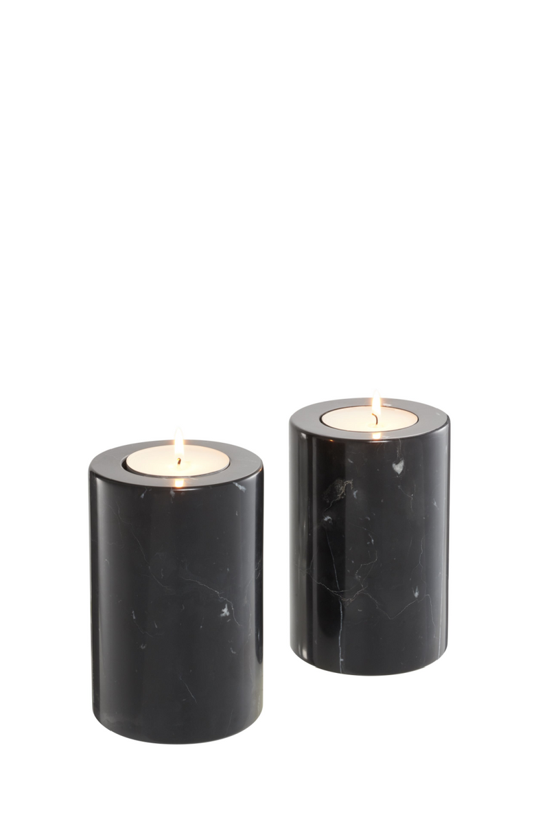 Black Marble Candle Holders 2 | Eichholtz Tobor S | OROA TRADE
