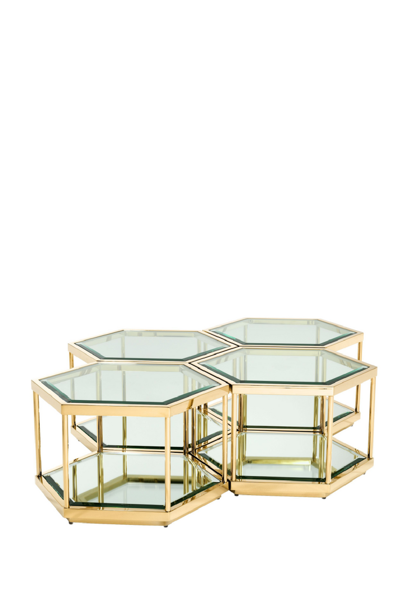 Gold Hexagonal Coffee Table Set | Eichholtz Sax | OROA TRADE