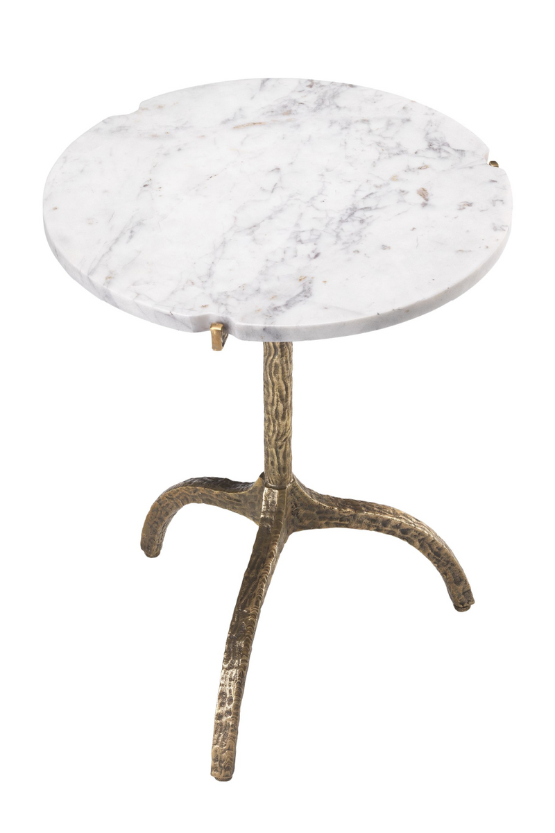 White Marble Brass Side Table | Eichholtz Cortina | Oroatrade.com