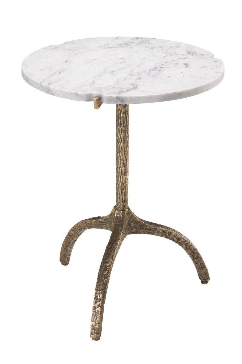 White Marble Brass Side Table | Eichholtz Cortina | Oroatrade.com
