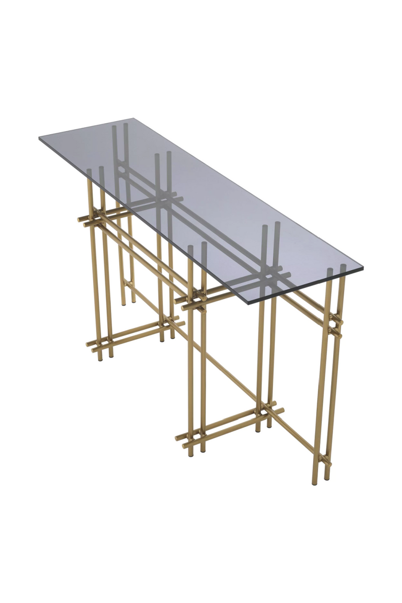 Smoked Glass Brass Console Table | Eichholtz Quinn | OROA TRADE