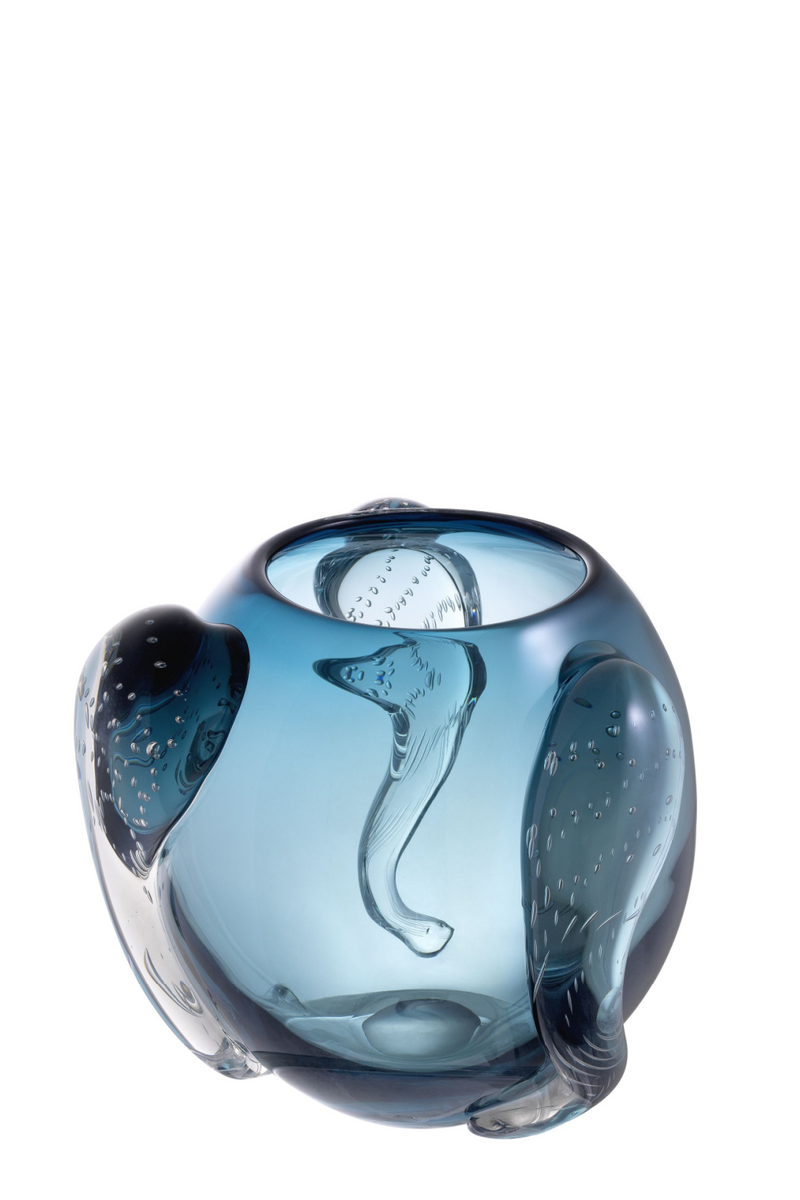 Eye-catching Blue Hand Blown Glass Vase - Eichholtz Sianluca L | OROA TRADE