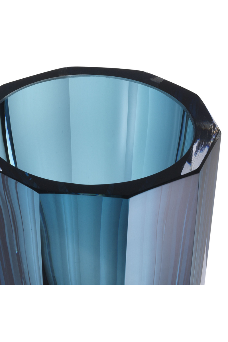 Blue Octagonal Glass Vase | Eichholtz Chavez L | OROA TRADE