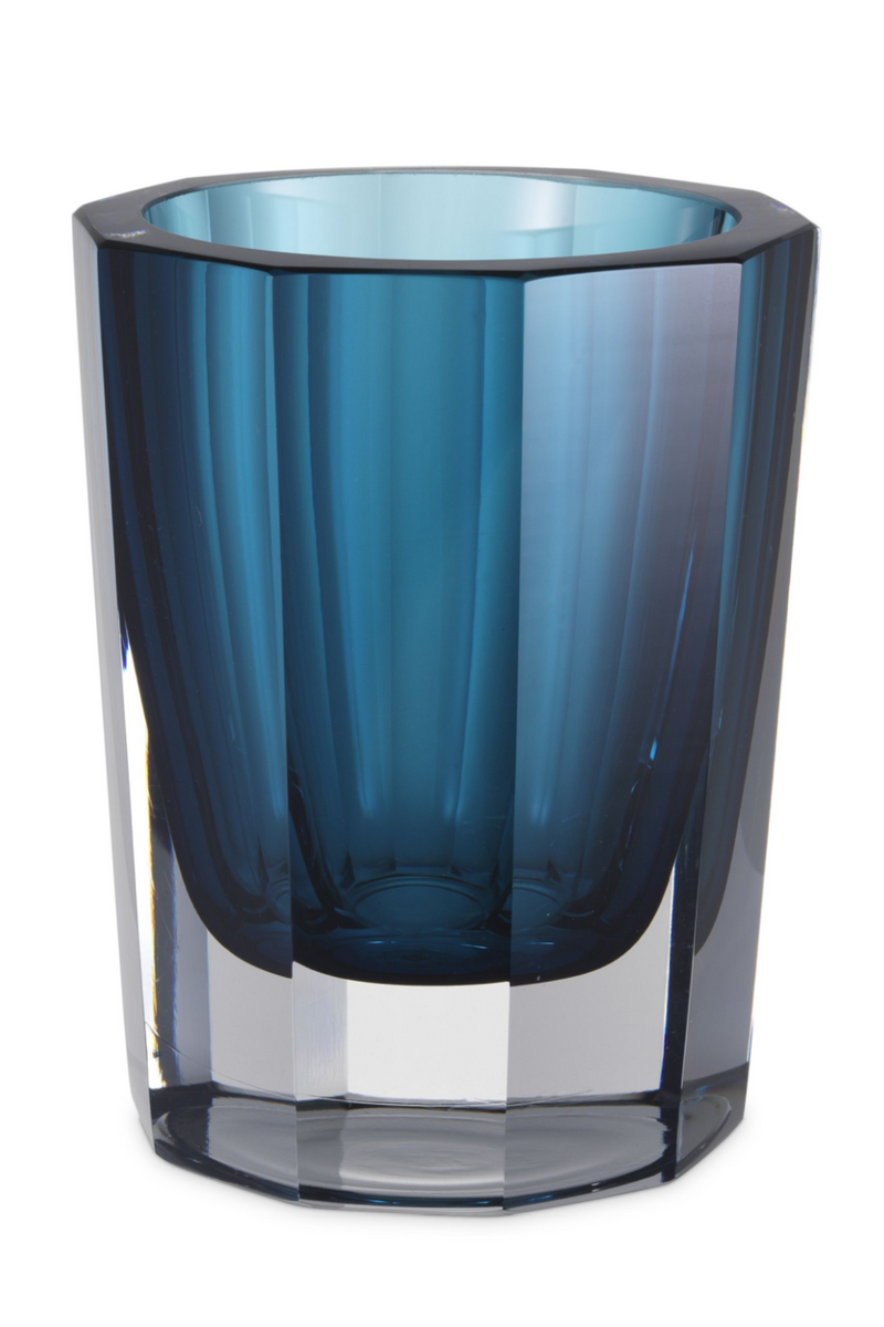Blue Octagonal Glass Vase | Eichholtz Chavez S | OROA TRADE