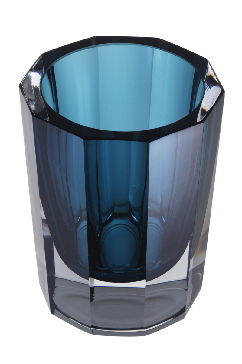 Blue Octagonal Glass Vase | Eichholtz Chavez S | OROA TRADE
