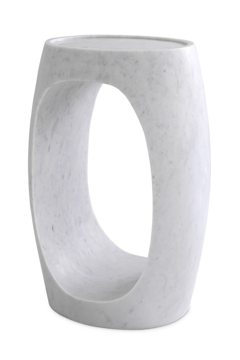 White Marble Round Side Table | Eichholtz Clipper High | OROATRADE.com