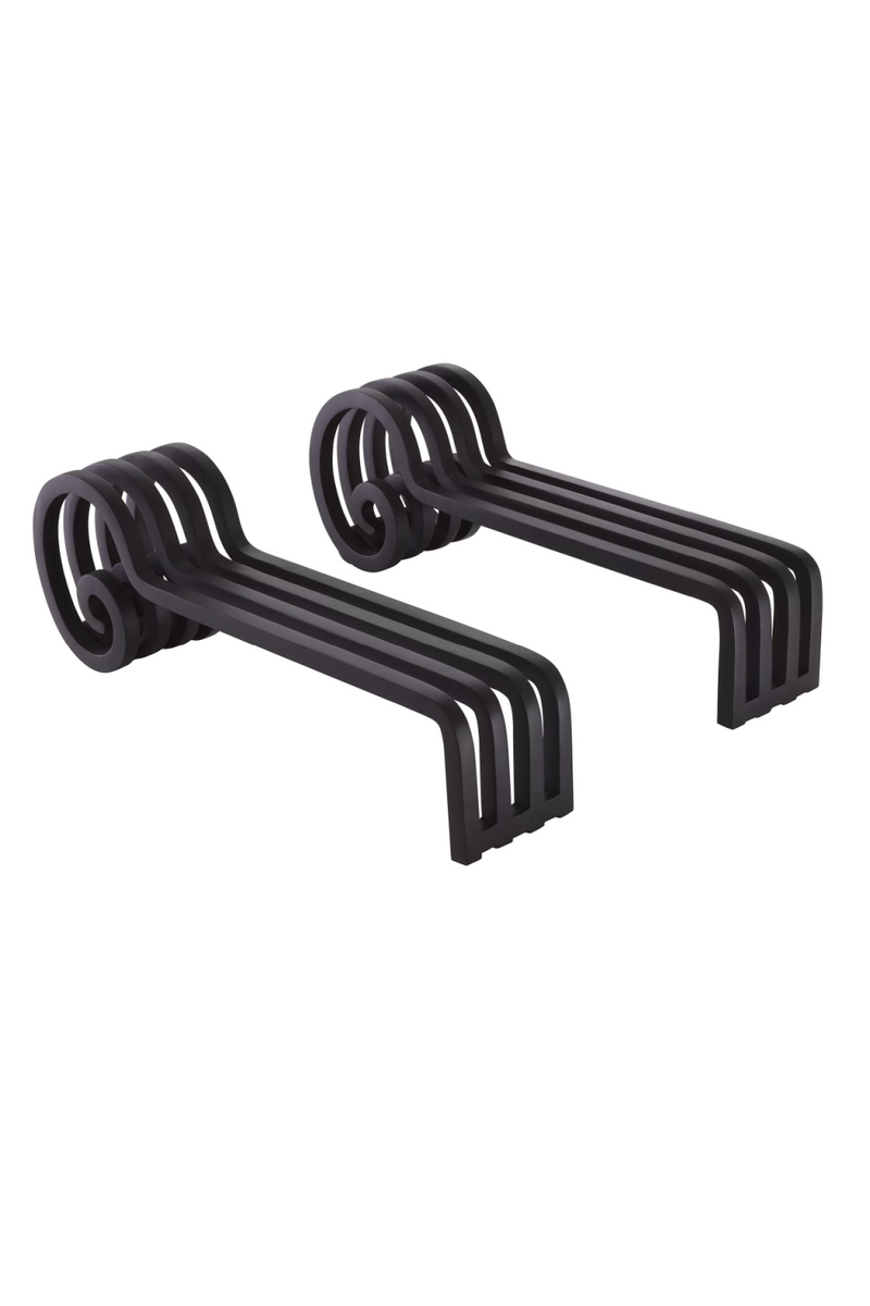 Black Curled Andiron Set (2) | Eichholtz Mardor | OROATRADE.com