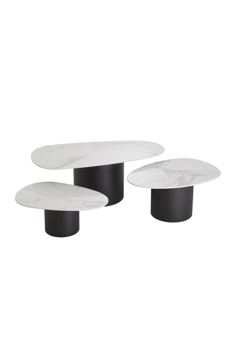 White Ceramic Marble Coffee Table Set (3) | Eichholtz Zane | OROA TRADE
