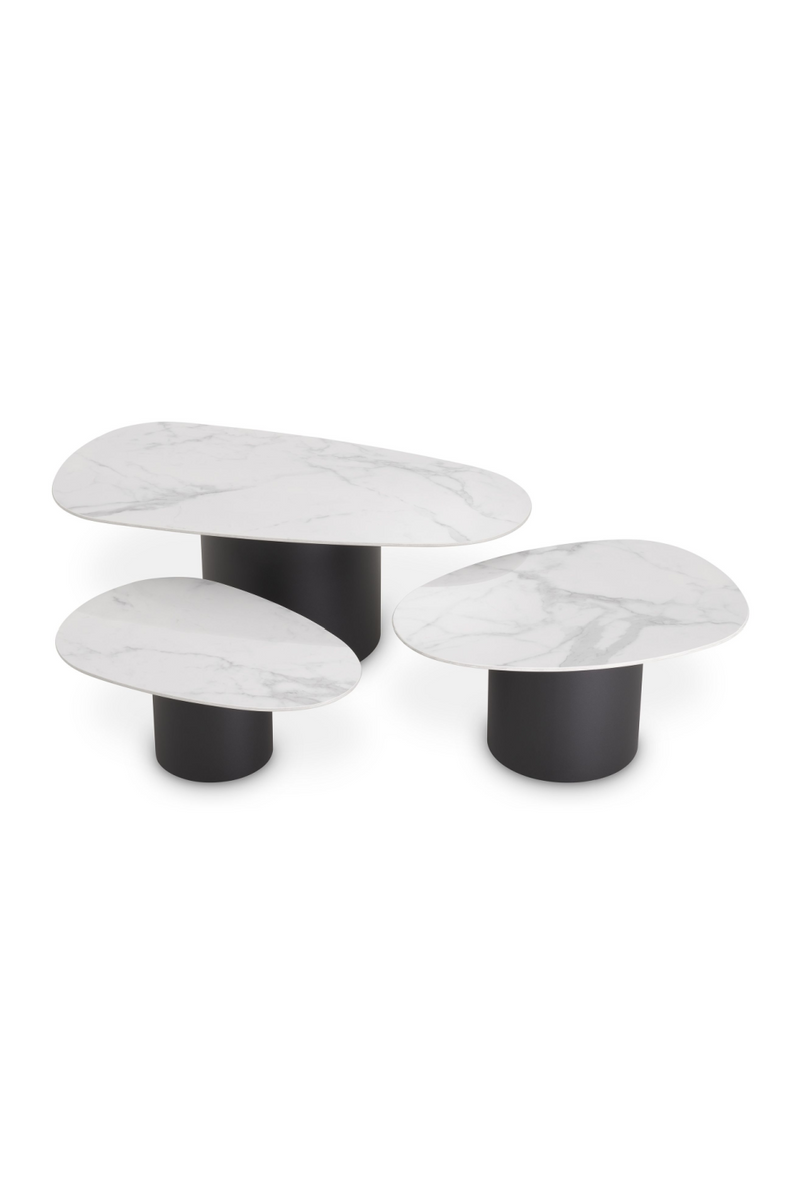 White Ceramic Marble Coffee Table Set (3) | Eichholtz Zane | OROA TRADE