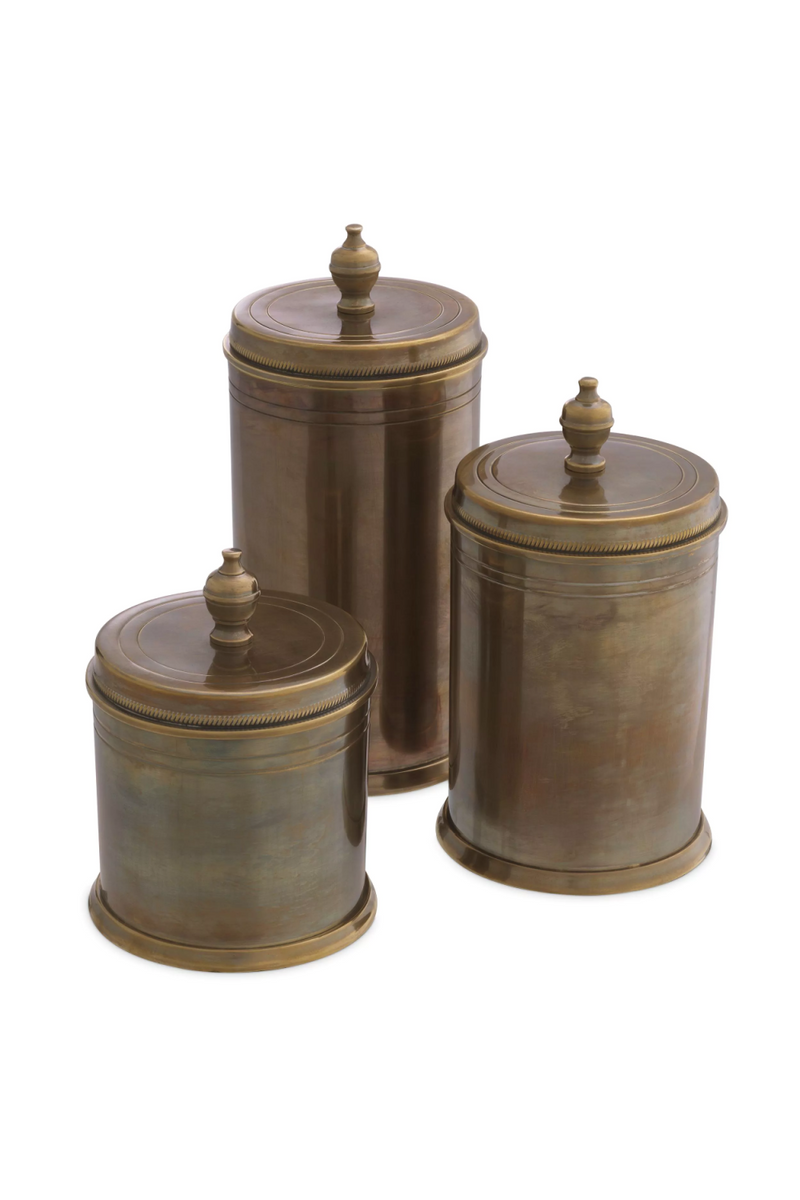 Vintage Brass Cylindrical Box Set (3) | Eichholtz Gaston | Oroatrade.com