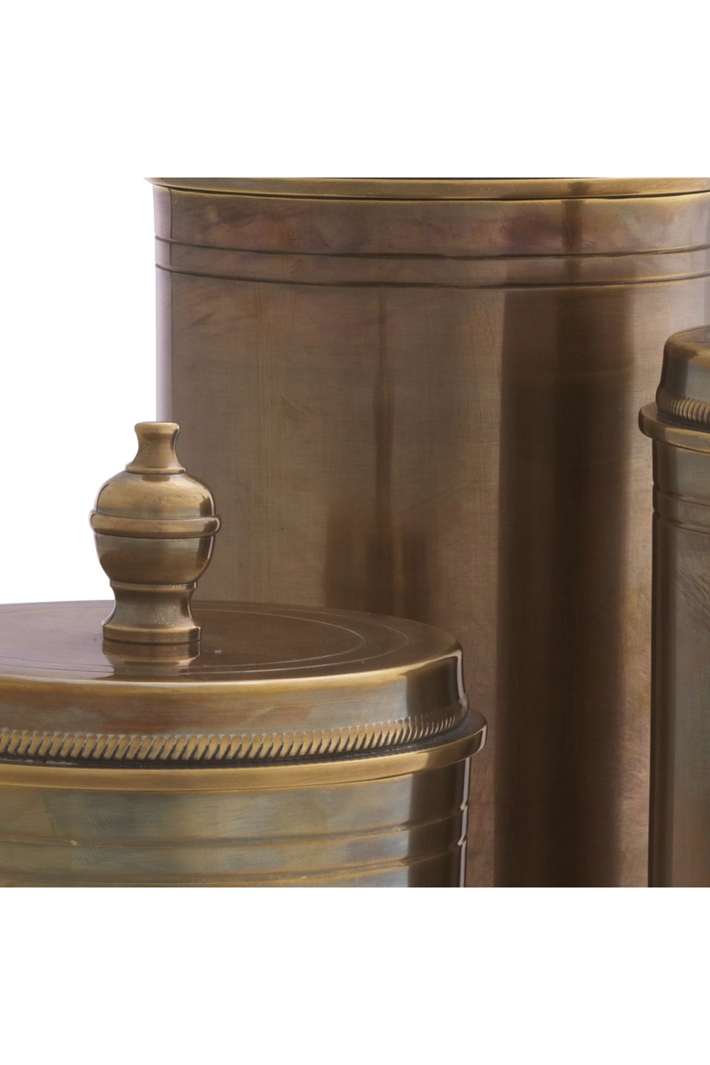 Vintage Brass Cylindrical Box Set (3) | Eichholtz Gaston | Oroatrade.com