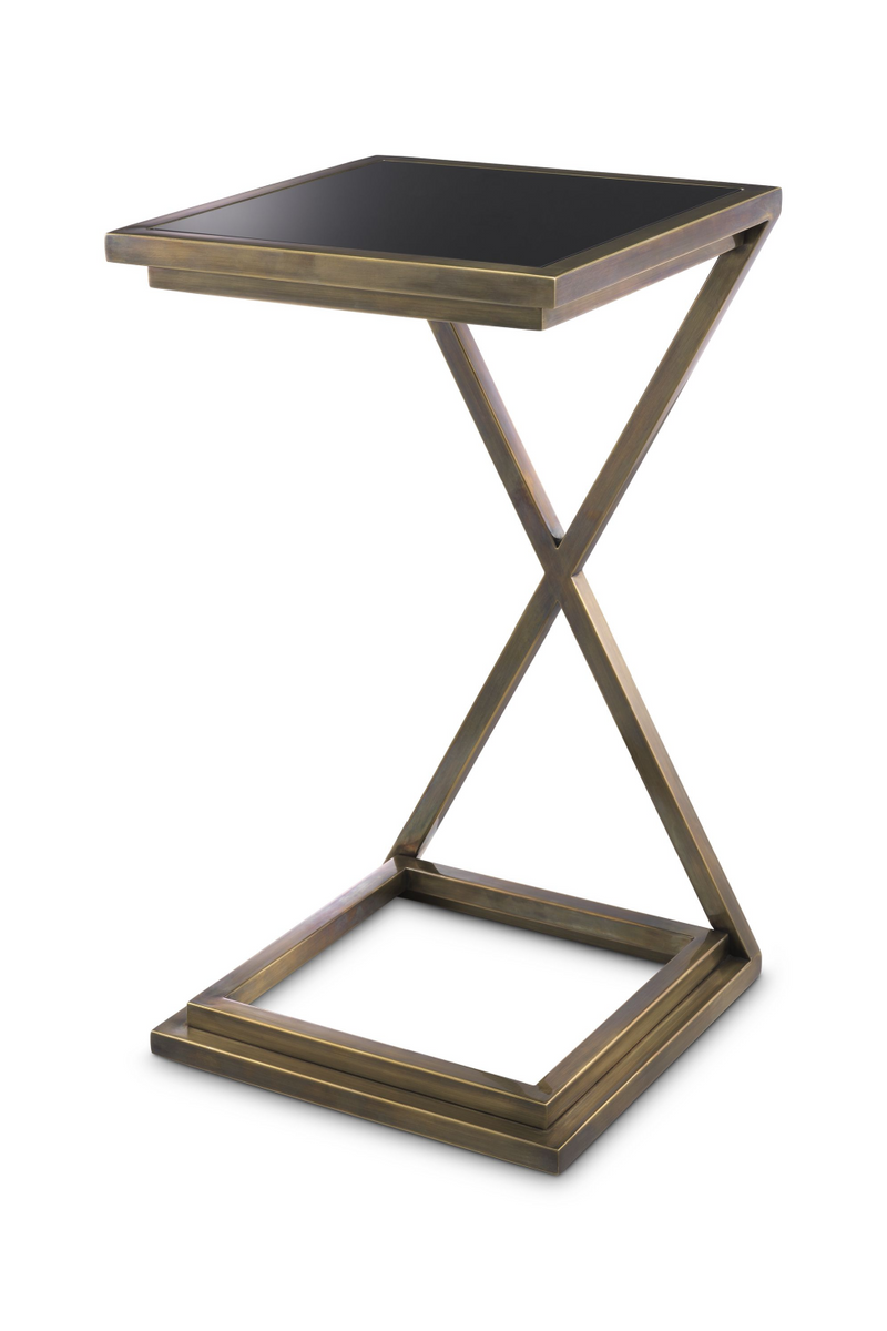 Brass Framed Black Glass Side Table | Eichholtz Cross | Oroa.com