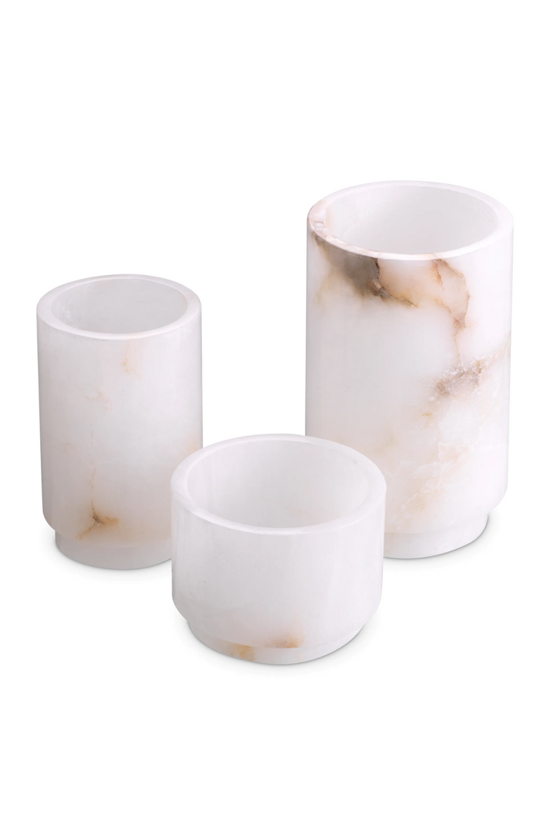 Cylindrical Alabaster Tealight Holders (3) | Eichholtz Leonidas | Oroatrade.com