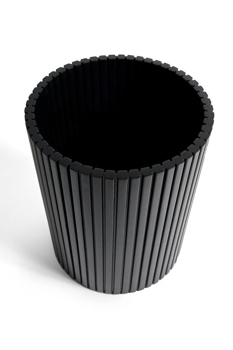 Cylindrical Black Mahogany Paper Basket | Ethnicraft Roller Max | Oroatrade.com