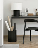 Cylindrical Black Mahogany Paper Basket | Ethnicraft Roller Max| Oroatrade.com