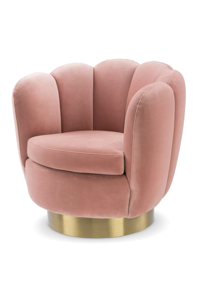 Blush Velvet Scalloped Swivel Chair | Eichholtz Mirage | Oroatrade.com