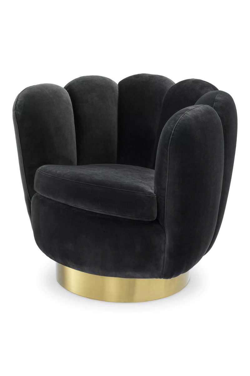 Gray Velvet Scalloped Swivel Chair | Eichholtz Mirage | Oroatrade.com