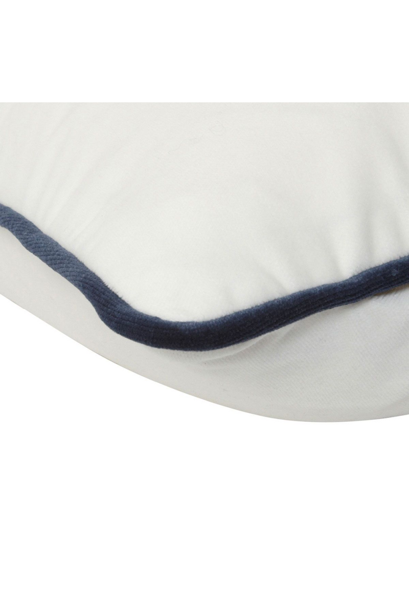 White Velvet Cushion with Blue Piping | Andrew Martin Pelham | OROATRADE